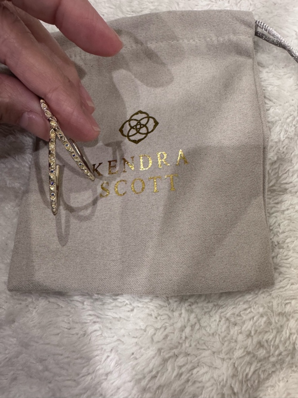 Kendra Scott Veronica Gold Crystal Hoop Earrings - Picture 3 of 4